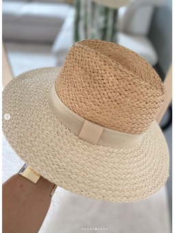 Sombrero bicolor beige/marfil