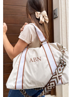 Bolso beige Milán asas bicolor