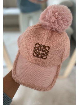 Gorra ROSA pompon BORREGUITO