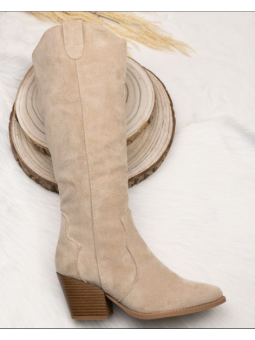 Bota alta beige campera (2703)