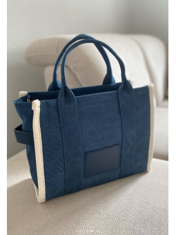 Bolso Tote Denim ribete marfil