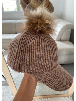 Gorra CAMEL  pompon LANA