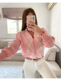 Camisa Estela ROSA bordado...