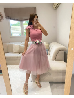 Falda tul midi ROSA
