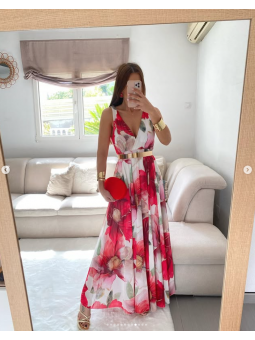 Vestido largo escote en V...