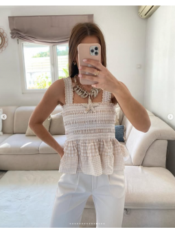 Blusa panal vichy BEIGE...