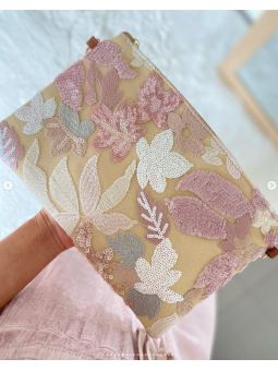 Bolso flores marfil/rosa...