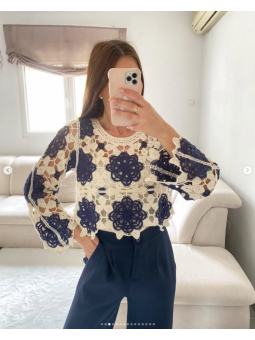 Top crochet manga larga...