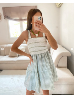 Vestido corto Vichy VERDE...