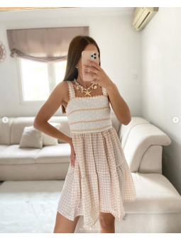 Vestido corto Vichy CREMA...