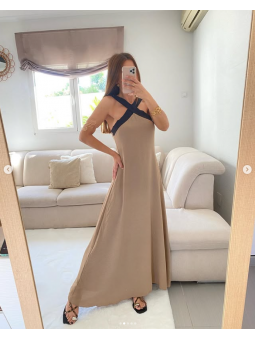 Vestido Luna bicolor BEIGE/...