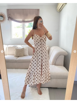 Vestido Midi CREMA puntos...