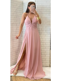 Vestido gasa largo rosa...