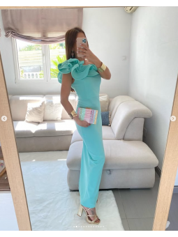 Vestido volantes hombro...