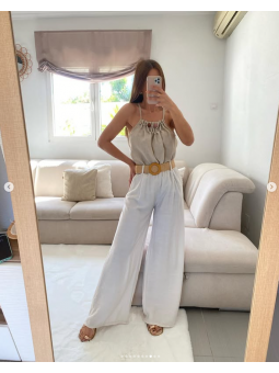 Pantalón fluido beige +...