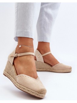Cuña pespunte beige 5Q42
