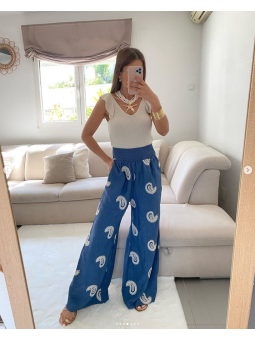 Pantalón fluido azul...
