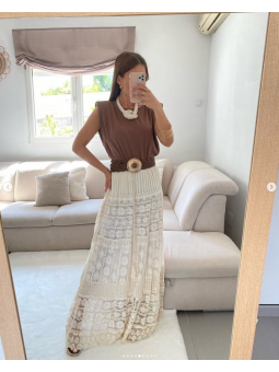 Falda encaje larga BEIGE...