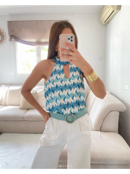 Blusa estampada gasa rombos...