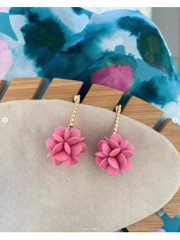 Pendientes flores rosa