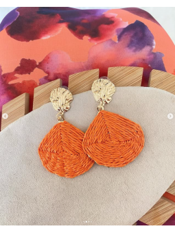 Pendientes rafia naranja...