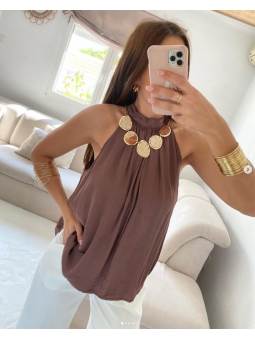 Blusa marrón chocolate...
