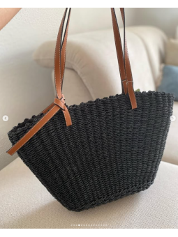 Bolso capazo rafia negro...