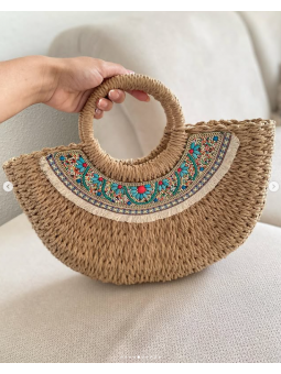 Bolso de mano rafia piedras...