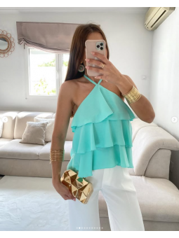 Blusa volantes atada al...
