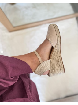Cuña pespunte beige 5Q42