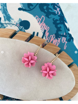 Pendientes flores rosa