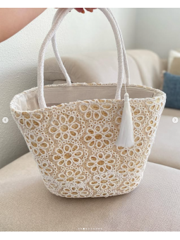 Bolso capazo rafia flores...