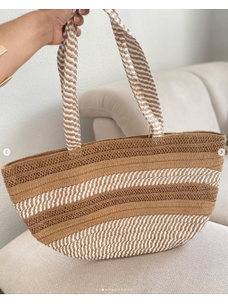 Bolso rafia camel rayas...