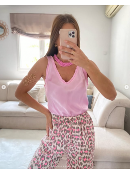 Top tirantes ribetes rosa...