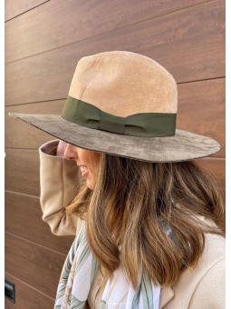 Sombrero bicolor verde /beige