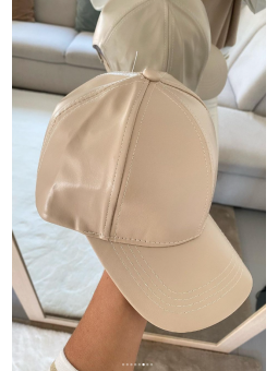 Gorra efecto piel BEIGE...